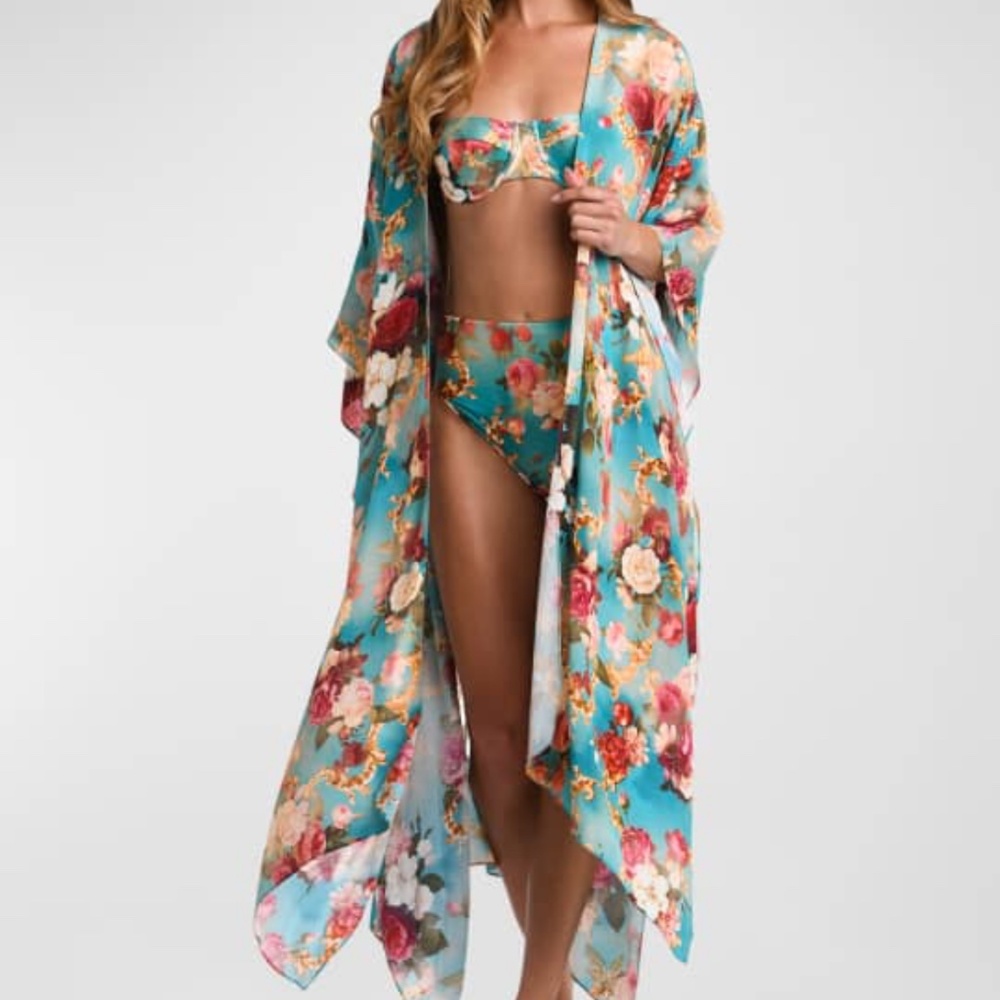 L'Agence Kara Roses Maxi Kimono Coverup